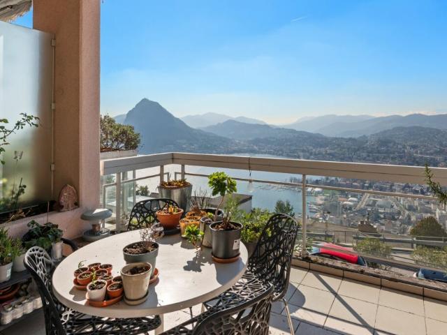 Aldesago 1.5 locali affittato con vista golfo di Lugano