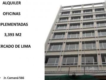ALQUILER OFICINAS IMPLEMENTADA JR.CAMANA CERCADO DE LIMA 3,393 M2