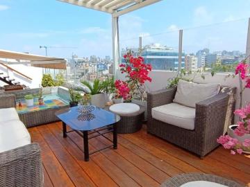 Alquilo Penthouse de hab amoblado con terraza y piscina Miraflores