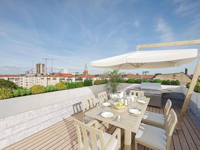 Altbauwohnung nahe dem Ludwigkirchplatz mit ausgebautem Dachboden als 3. Zimmer und Dachterrasse mit Weitblick