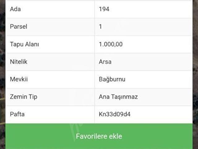 ÇAMLIYAYLA ULUMERESTE 1 DÖNÜM ARSAMIZ SATILIKTIR