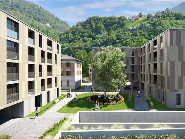 Ampio locale commerciale in nuovo complesso residenziale a Giubiasco
