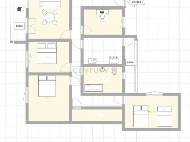 Amplio piso de cuatro habitaciones