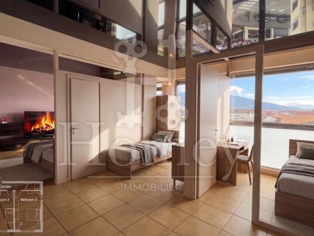 ANNEMASSE CENTRE Grand T3 de 98m2 Réels Rooftop 180o V