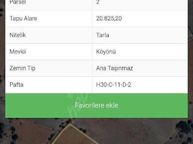 Ankara Akyurt Kozayağı nda 1995 m2 Hisseli Tapulu Tarla