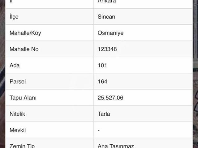 ANKARA ORGANİZE SANAYİ İÇERİSİNDE 25.527M TEK TAPU SATILIK ARSA