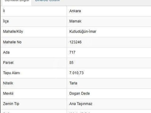 ANKARA MAMAK KUTLUDÜĞÜNİMAR DOĞANDEDE MEVKİİ 7.010.73m2 TEK TAPULU YATIRIMLIK SATILIK KUPON ARSA.