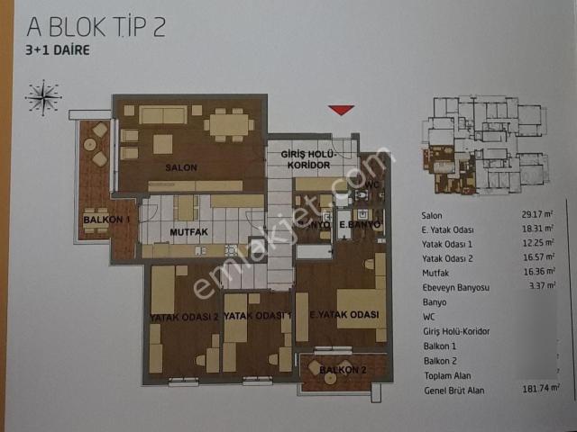Ankara Nın Merkezinde Zümrütevler Sitesinde Satılık 3+1 Daire