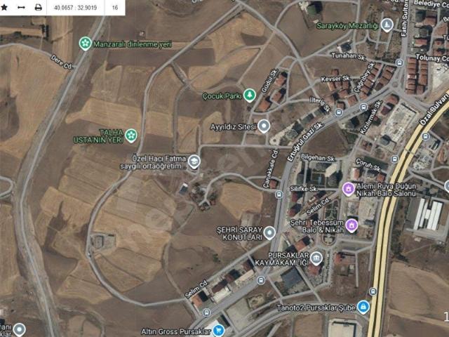 Ankara Pursaklar Saray Mah. 700 M2 Satılık Hisseli Arsa