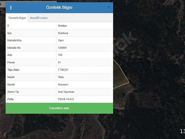 ANTALYA KUMLUCA YAZIRDA DENİZ MANZARALI YATIRIMLIK TARLA