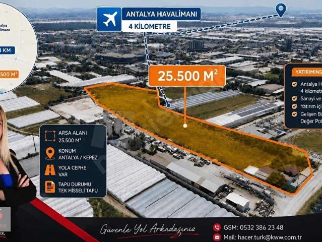 ANTALYA KEPEZ DE 25 DÖNÜM 500 m2 MÜSTAKİL TAPULU SATILIK ARSA