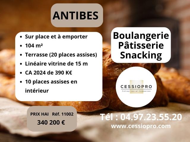 Antibes, boulangerie pâtisserie snacking, sur place et à emporter, terrasse, parking