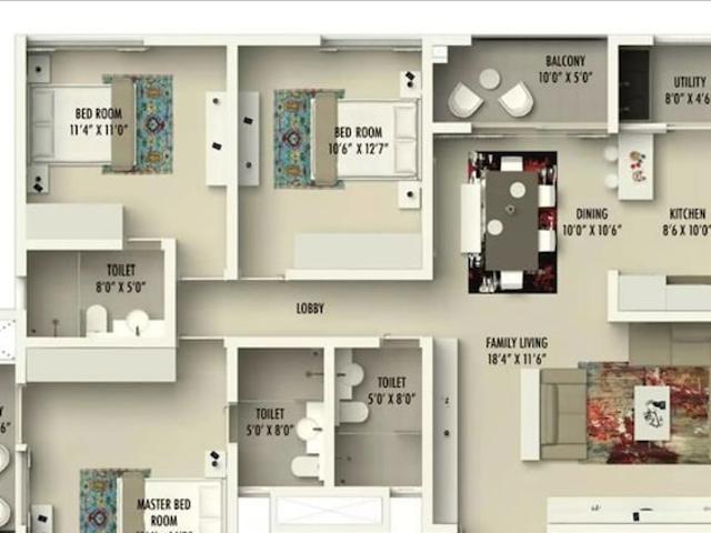 Assetz Marq 3 Bedroom 1693 Sq. Ft. Apartment in Whitefield Bangalore Listing ID: #10382