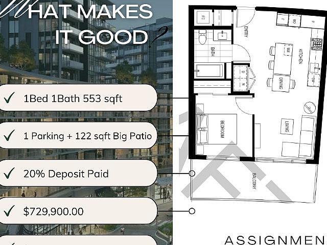 Assignment Opportunity! New One Bedroom In Richmond