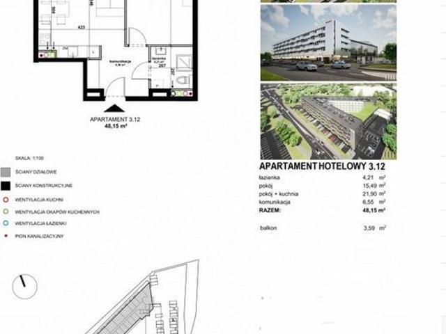Apatrament hotelowy, 2pok. z najemcą GOTOWA INWESTYCJA przynosząca przychód