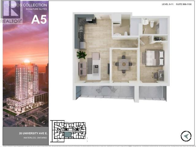 apartment at 20 UNIVERSITY Avenue E Unit# 1106, Waterloo, Ontario, N2J2V7