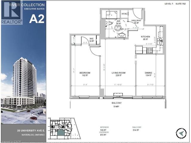 apartment at 20 UNIVERSITY Avenue E Unit# 702, Waterloo, Ontario, N2J2V7
