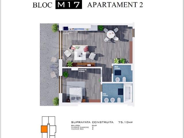 Apartament Mamaia Nord 2 camere O. B.A Lake Proiect finalizat