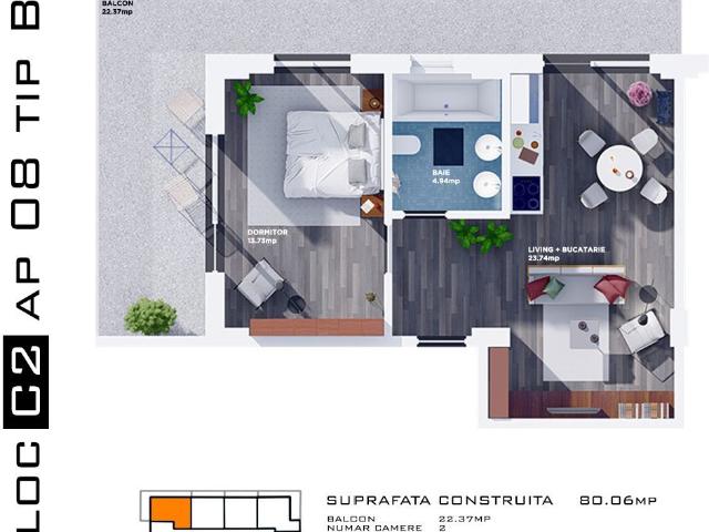 Apartament Mamaia Nord 2 camere O. B.A Residence