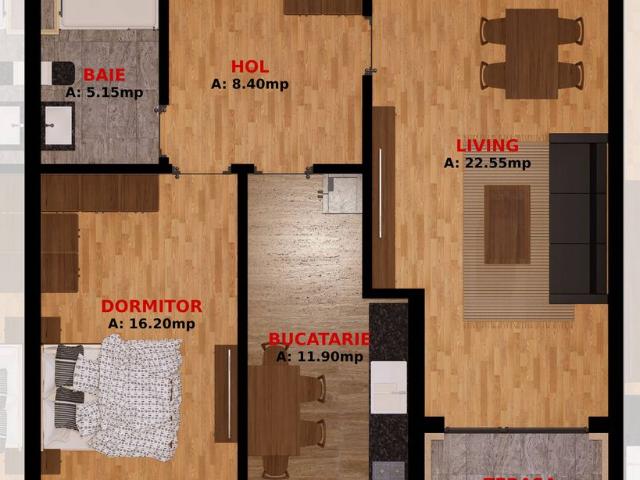 Apartament 2 camere la doar 1,5 km de Buc, TVA inclus. 1