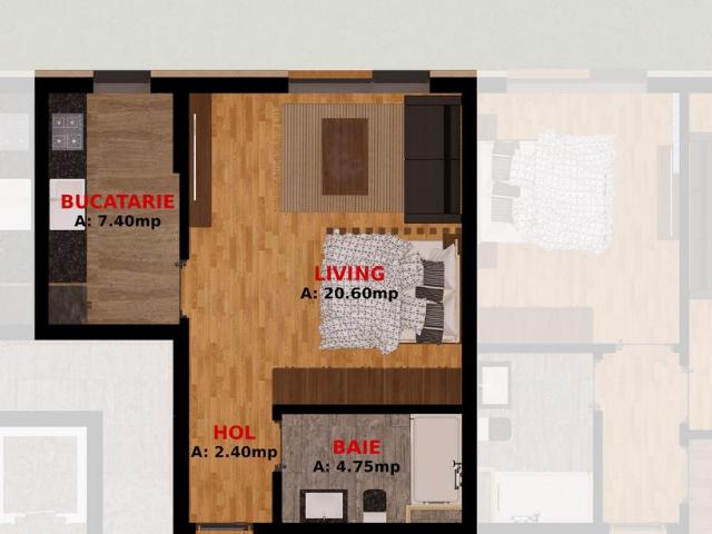 Apartament 2 camere. La 1,5 km de Bucuresti. 3