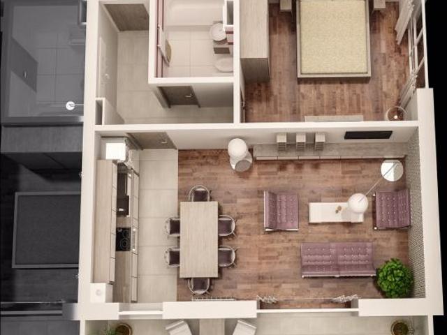 Apartament cu 2 camere cu balcon, la parter, 47 mp utili