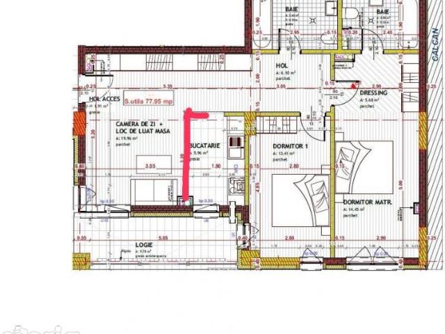 Apartament de 4 camere, 2 bai, 78 mp, str Tineretului
