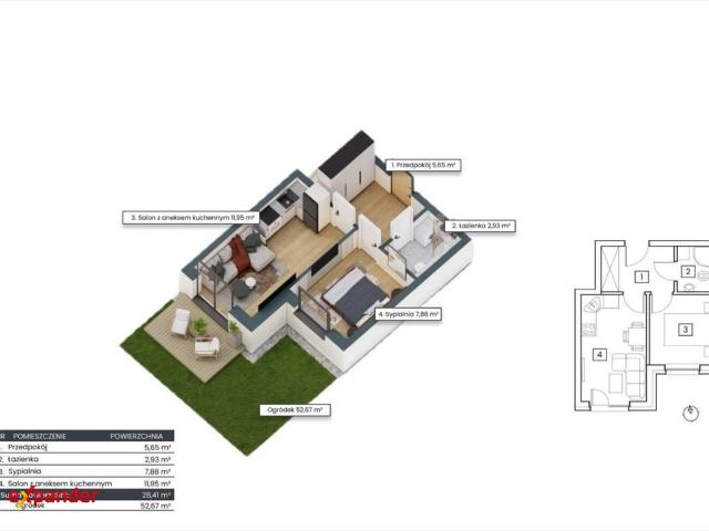 Na sprzedaż przestronny apartament z ogrodem 52 m² w Gdańsku