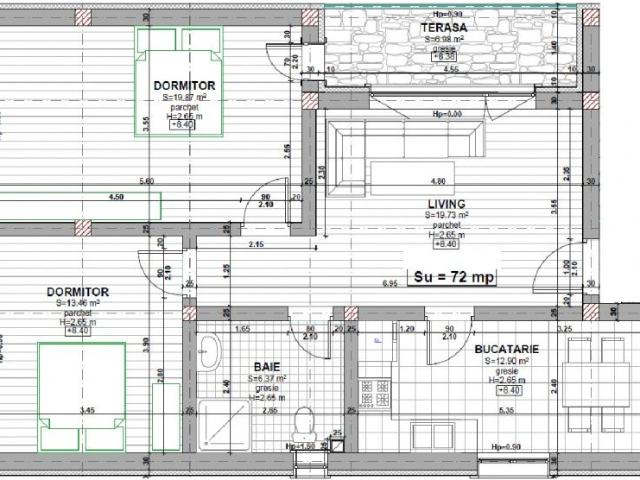 Apartament 3 camere, decomandat, semifinisat – Apahida