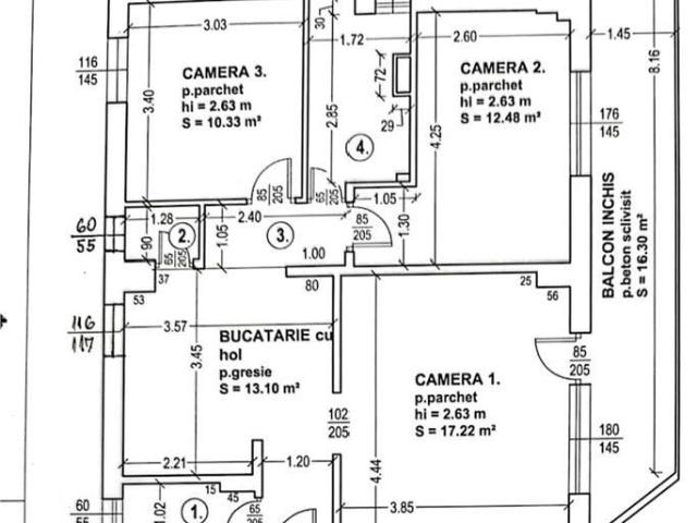 Apartament 3 camere Tudor etaj 2 cu balcon 16 mp zona Fortuna