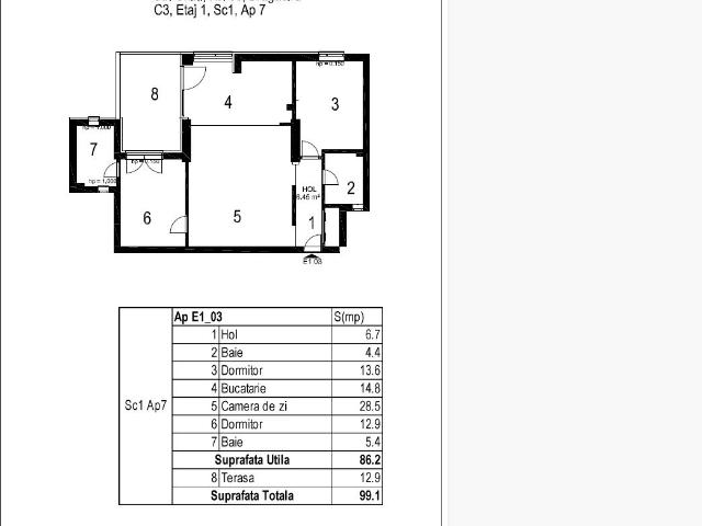 Apartament 3 camere, 2 bai, rate fixe la dezvoltator 30 de ani