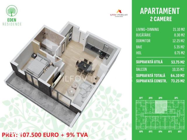 Apartamente 2 si 3 camere, langa metrou Eden Residence Otopeni