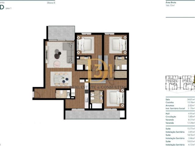 Apartamento T3 AV * Edifício Hinton