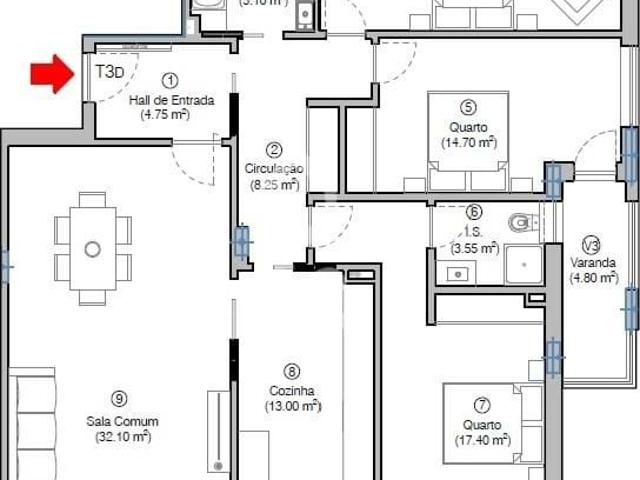 Apartamento T3 c/ lugar de parque Quinta Santa Maria Figueira da Foz