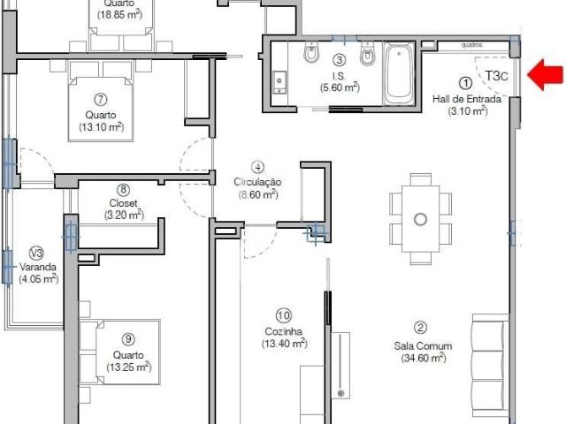 Apartamento T3 c/ lugar de parque Quinta Santa Maria Figueira da Foz