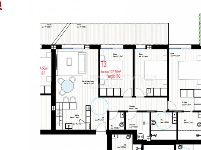 Apartamento T3 c/ Varanda, Freamunde, Paços de Ferreira Fração BQ