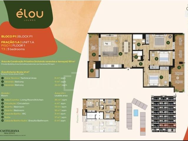 Apartamento T3 em novo condomínio privado situado em Loures