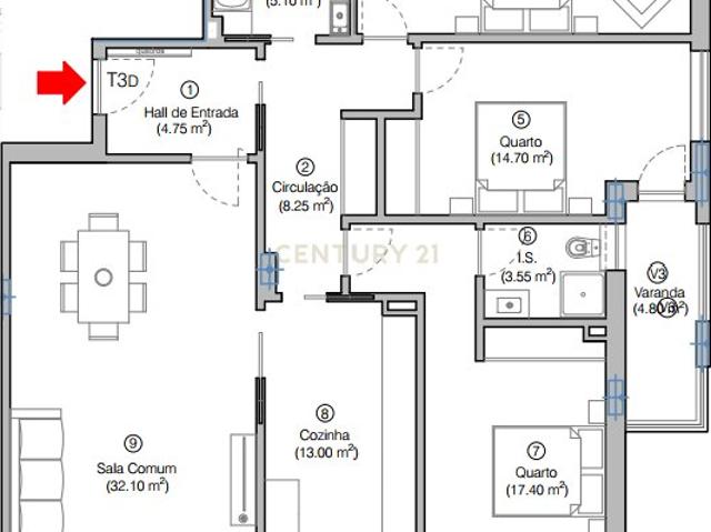 Apartamento T3 n com varandas e Churrasqueira