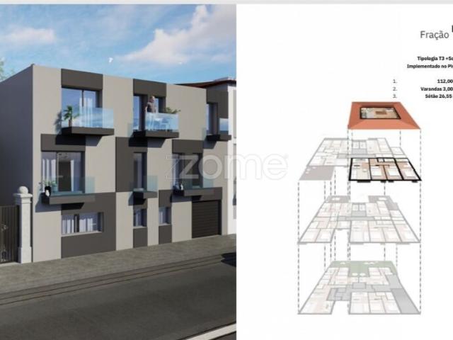 Apartamento t3 novo com garagem varandas e sótão