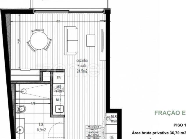 Apartamento T0, com piscina, ao Hospital de São João, Pedrouços, Maia