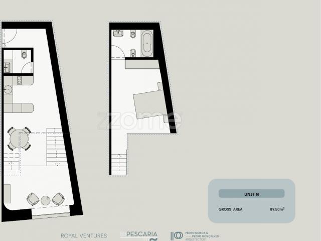 Apartamento T1+1 Cais da Pescaria Gaia Fração N vista rio