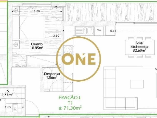 Apartamento T1 em Construção em Calendário