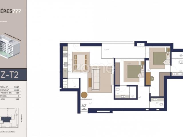 Apartamento T2 em Matosinhos sul