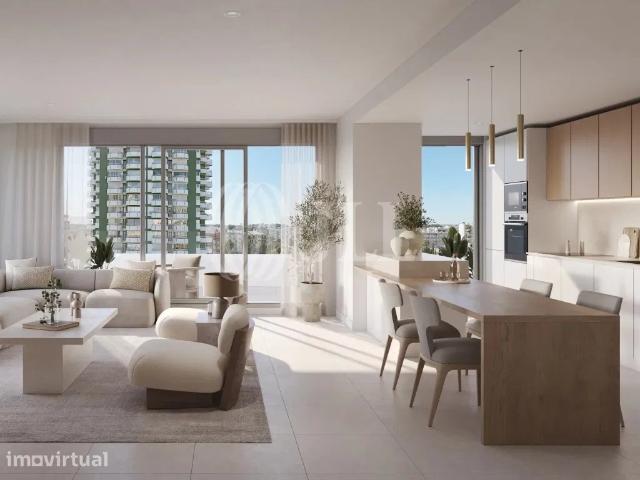 Apartamento T1, novo, no Ribamar, com piscina e estacionamento, em.