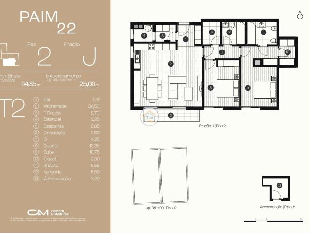 Apartamento T2 para Venda Fração J