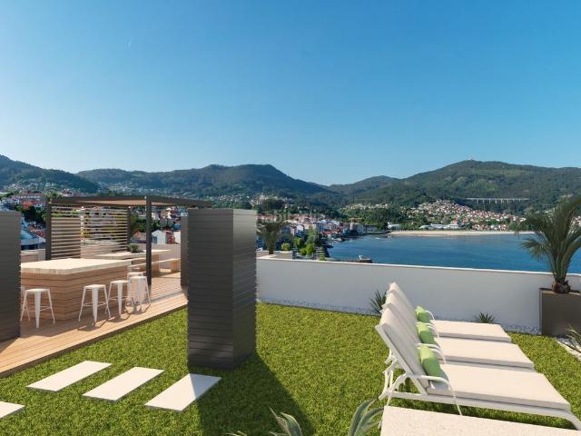 Apartamento en venta en Moaña. Estrena vivienda en Moaña Bajo de 1 dormitorio con excelentes calidades y terraza comunitaria con vistas. Apartamentos.