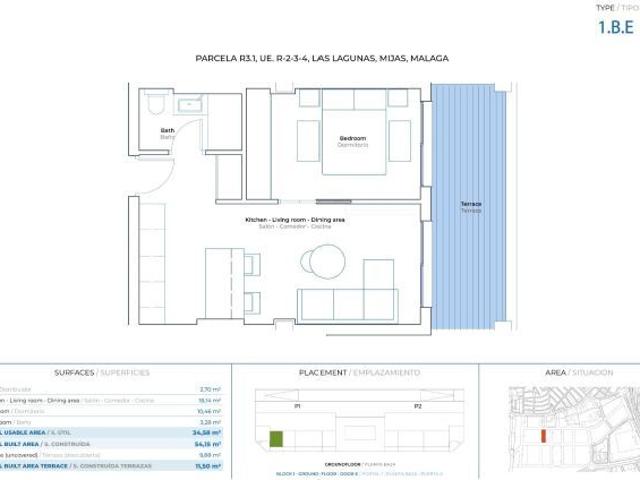 Apartamento moderno de 1 dormitorio con terraza en Las Lagunas de Mijas