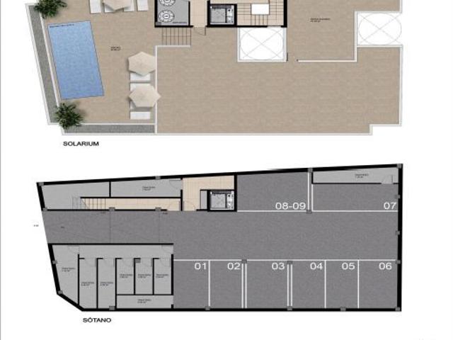 Apartamento nuevo con 3 dormitorios y piscina comunitaria en la azotea del edificio a la venta en Ca