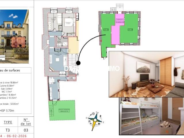 APPT T3 50M2 AVEC EXTERIEUR PRIVATIF