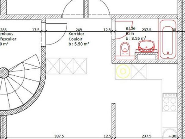 App. 3.5 pièces rez de chaussée / 3.5 Zimmerwohnung im Hochparterre